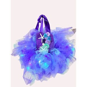Toddler Girls Light Up Tattered Tutu Skirt Purple Blue Fairy Sea Costume